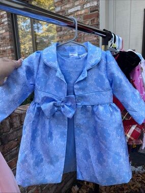 Amazon Light Blue Floral Bow Girls' Pea Coat